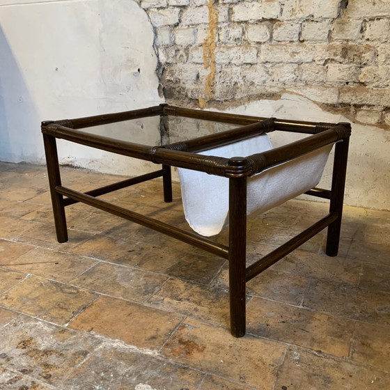 Image 1 of Bamboo coffee table from the 70s with integrated magazine holder