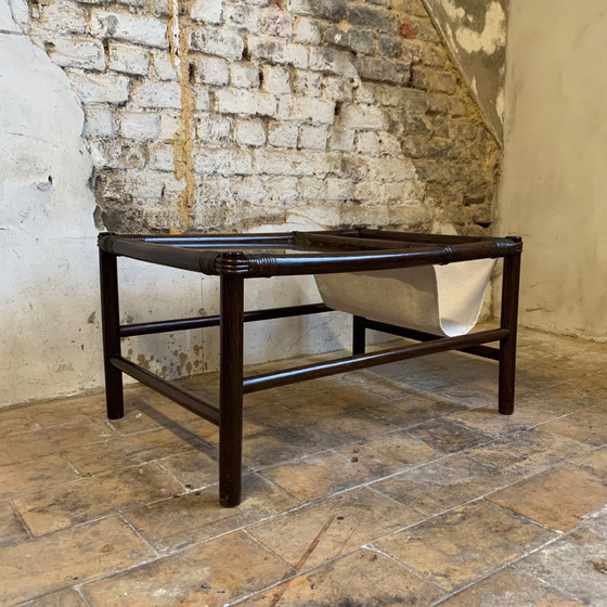 Image 1 of Bamboo coffee table from the 70s with integrated magazine holder