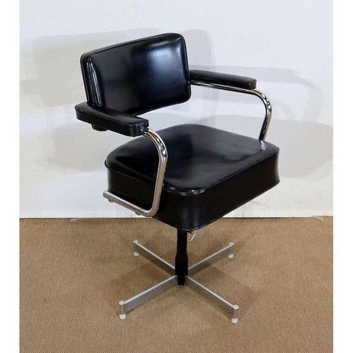 Vintage leather swivel chair, 1960s