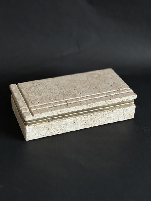 Enzo Mari large travertine box