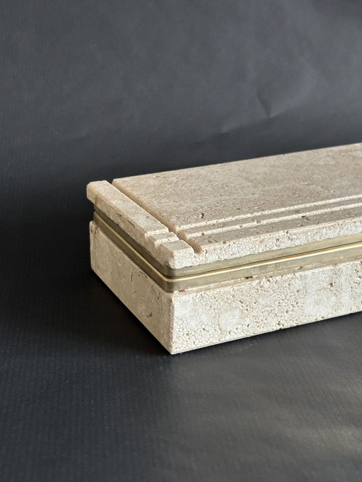 Enzo Mari large travertine box