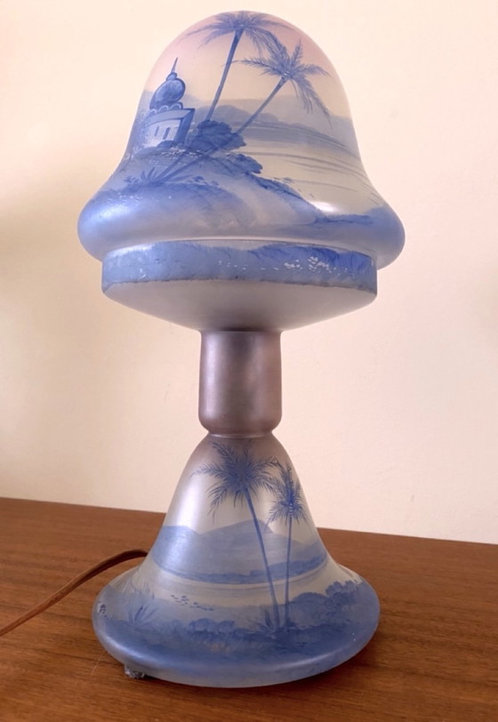 Image 1 of Lampe Art Nouveau avec paysage exotique