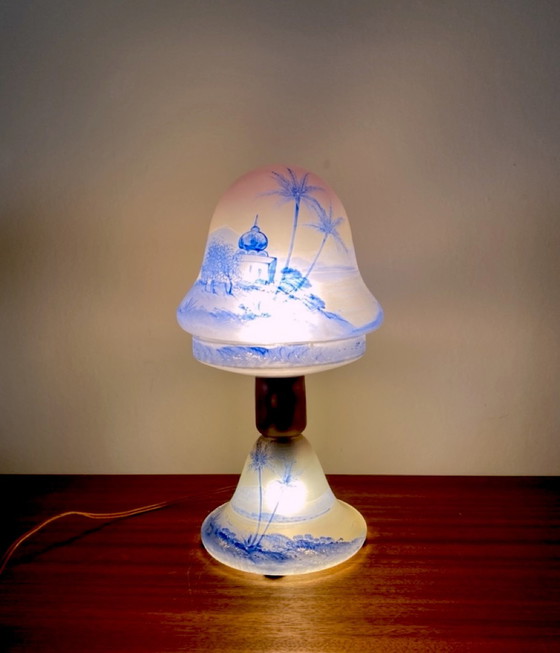 Image 1 of Lampe Art Nouveau avec paysage exotique