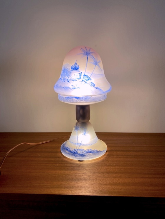 Image 1 of Lampe Art Nouveau avec paysage exotique