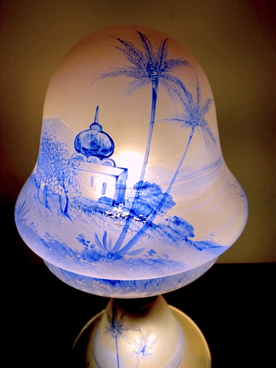 Image 1 of Lampe Art Nouveau avec paysage exotique