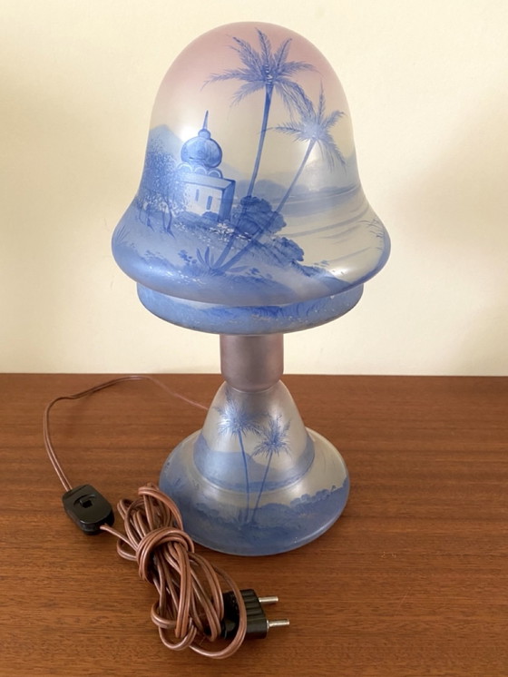 Image 1 of Lampe Art Nouveau avec paysage exotique