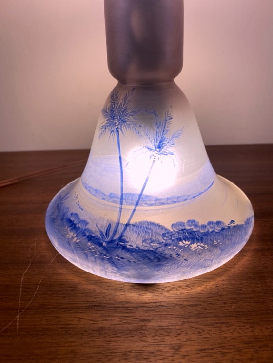 Image 1 of Lampe Art Nouveau avec paysage exotique