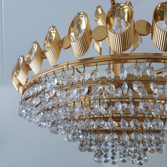 Image 1 of Palwa gold-plated & crystal hanging lamp, 1960s