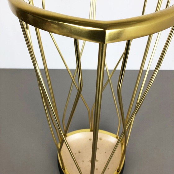 Image 1 of Vintage metal and brass umbrella stand, Germany 1950