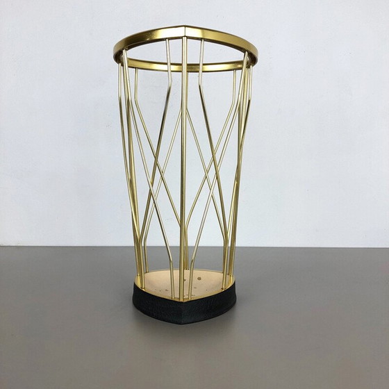 Image 1 of Vintage metal and brass umbrella stand, Germany 1950