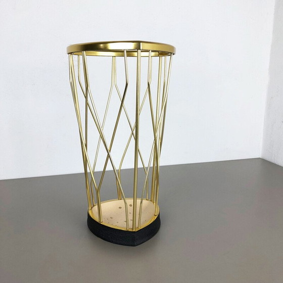 Image 1 of Vintage metal and brass umbrella stand, Germany 1950