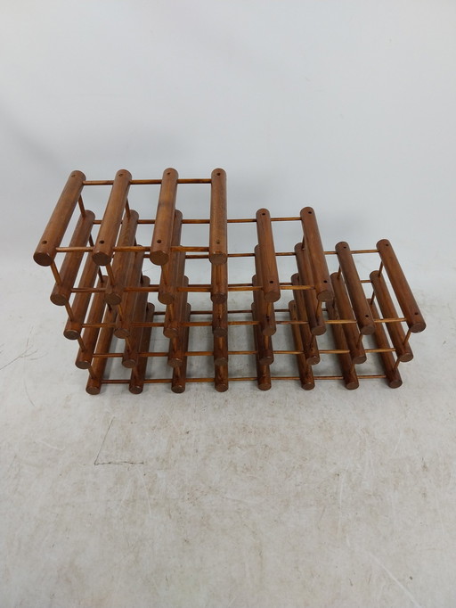 1 X 1970'S Wooden Wine Rack 22 Bottles In Richard Nissen Style