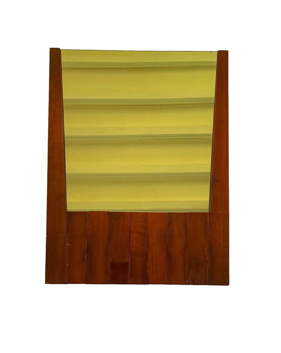 Image 1 of Luciano Frigerio, Hollywood Regency Mod. Barium Solid Walnut Mirror, Italy 1970S