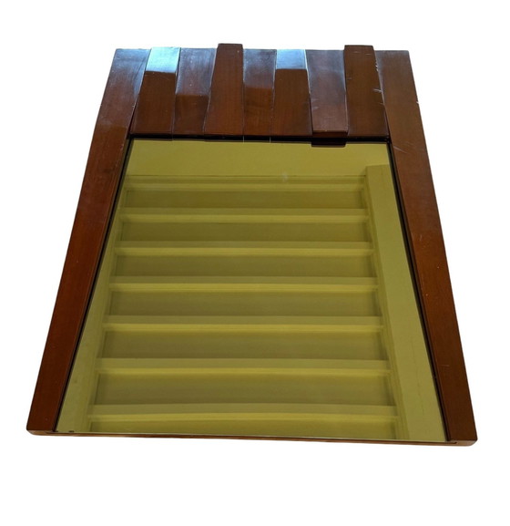 Image 1 of Luciano Frigerio, Hollywood Regency Mod. Barium Solid Walnut Mirror, Italy 1970S