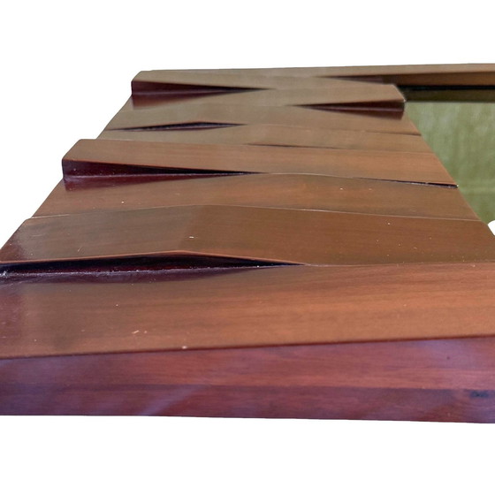 Image 1 of Luciano Frigerio, Hollywood Regency Mod. Barium Solid Walnut Mirror, Italy 1970S