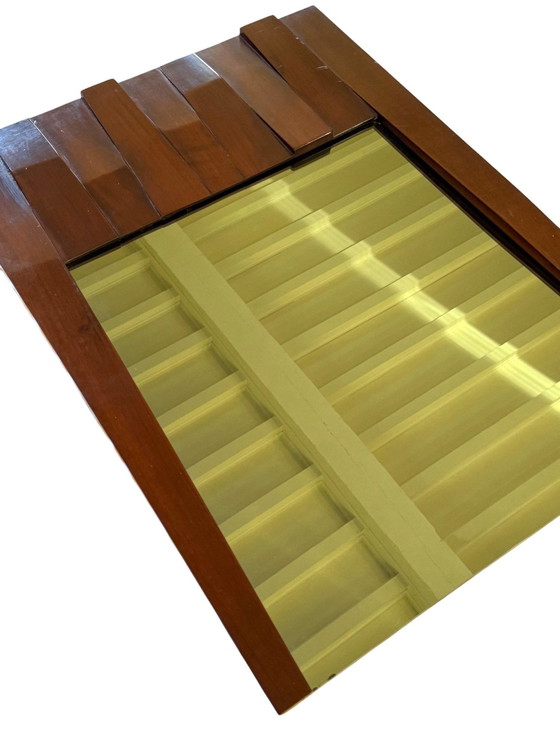 Image 1 of Luciano Frigerio, Hollywood Regency Mod. Barium Solid Walnut Mirror, Italy 1970S