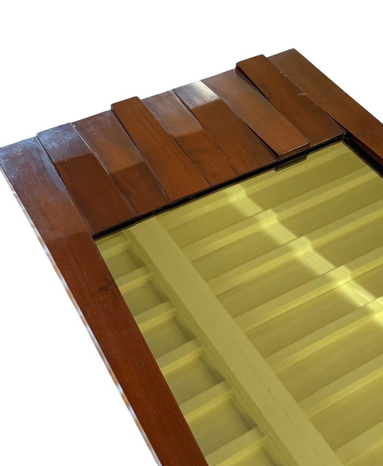 Image 1 of Luciano Frigerio, Hollywood Regency Mod. Barium Solid Walnut Mirror, Italy 1970S