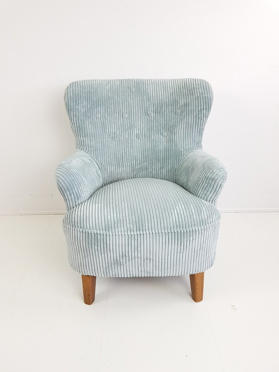 Image 1 of Fauteuil Artifort Theo Ruth vintage siège bleu nouvellement tapissé