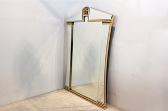 Image 1 of Deknudt Belgium Brass Graphical Tulip Mirror