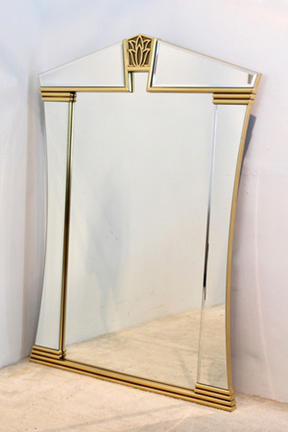 Image 1 of Deknudt Belgium Brass Graphical Tulip Mirror