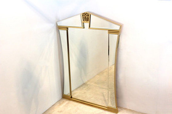 Image 1 of Deknudt Belgium Brass Graphical Tulip Mirror