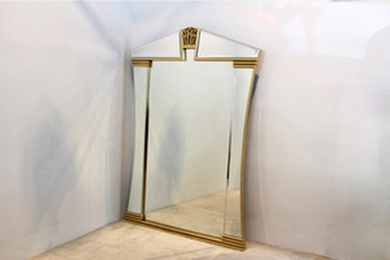 Image 1 of Deknudt Belgium Brass Graphical Tulip Mirror