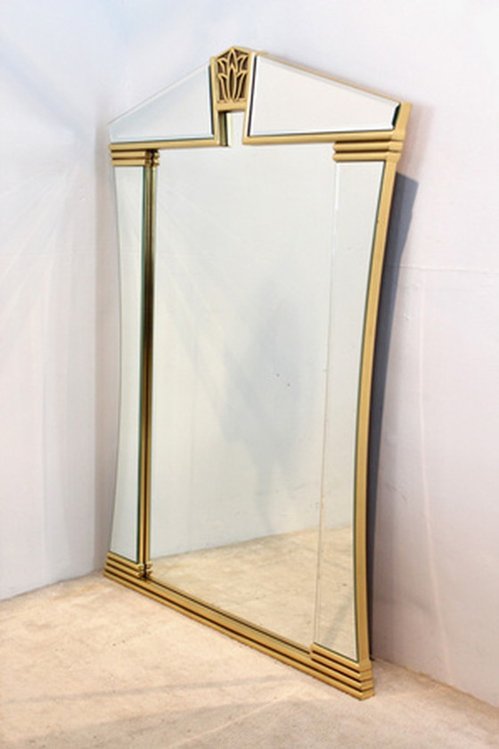 Image 1 of Deknudt Belgium Brass Graphical Tulip Mirror