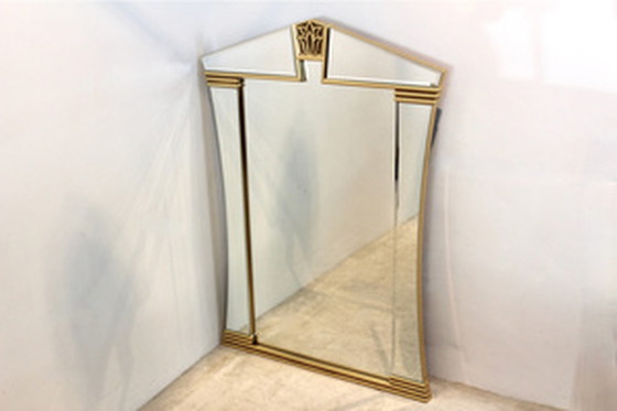 Image 1 of Deknudt Belgium Brass Graphical Tulip Mirror