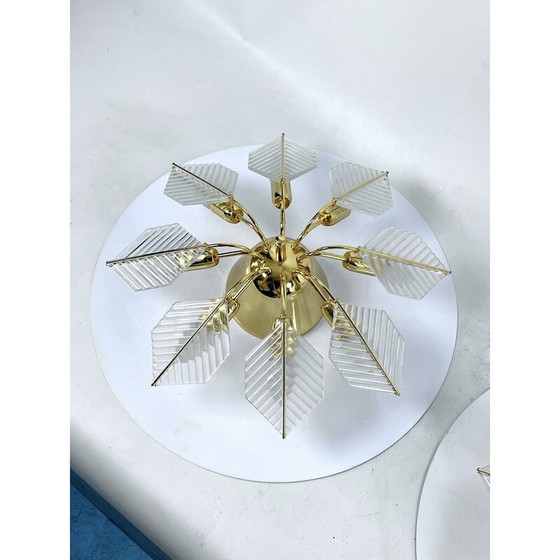 Image 1 of Pair of vintage brass ceiling lamps by Zero Quattro, Italy 1970