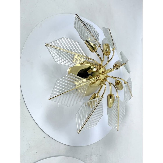 Image 1 of Pair of vintage brass ceiling lamps by Zero Quattro, Italy 1970