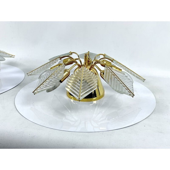 Image 1 of Pair of vintage brass ceiling lamps by Zero Quattro, Italy 1970