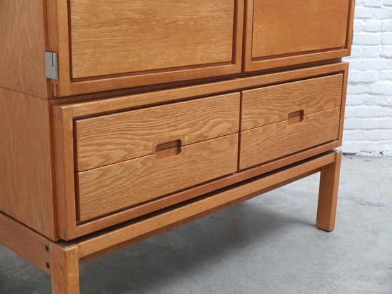 Image 1 of Decorative 'N-Line' Bar Cabinet In Oak By P&J Neirinck, 1968