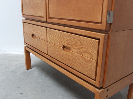 Image 1 of Decorative 'N-Line' Bar Cabinet In Oak By P&J Neirinck, 1968