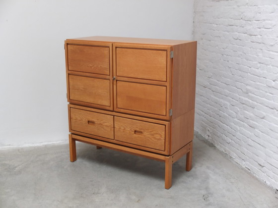 Image 1 of Decorative 'N-Line' Bar Cabinet In Oak By P&J Neirinck, 1968