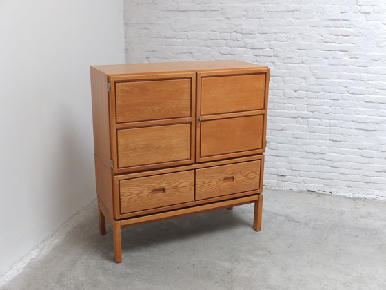 Image 1 of Decorative 'N-Line' Bar Cabinet In Oak By P&J Neirinck, 1968