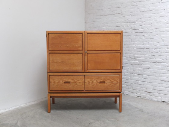 Image 1 of Decorative 'N-Line' Bar Cabinet In Oak By P&J Neirinck, 1968