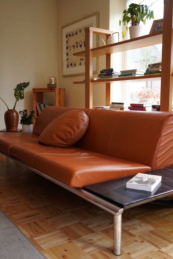 Image 1 of Harvink The Mission 3-Seater Brown Leather & Chrome