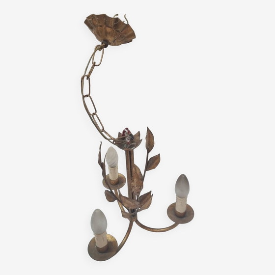 Image 1 of Gilded iron chandelier, Foliage, Italy