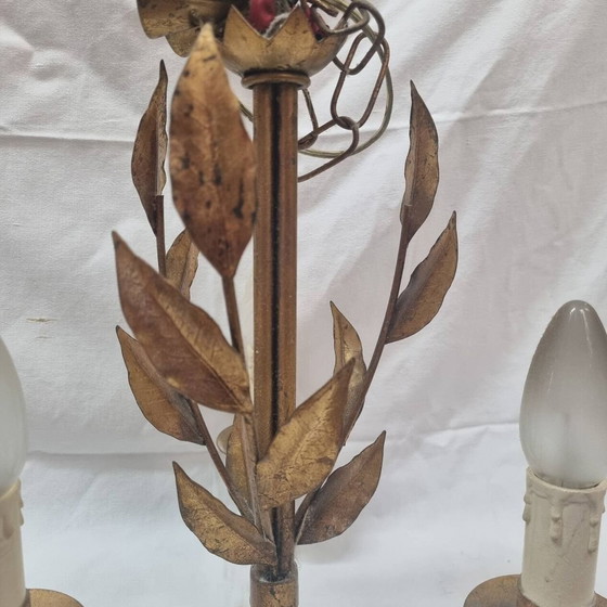 Image 1 of Gilded iron chandelier, Foliage, Italy