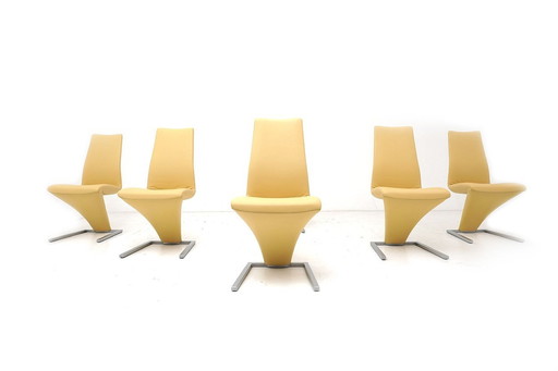 Rolf Benz 7800 chairs 6 pcs. Leather Beige Chair Cantilever