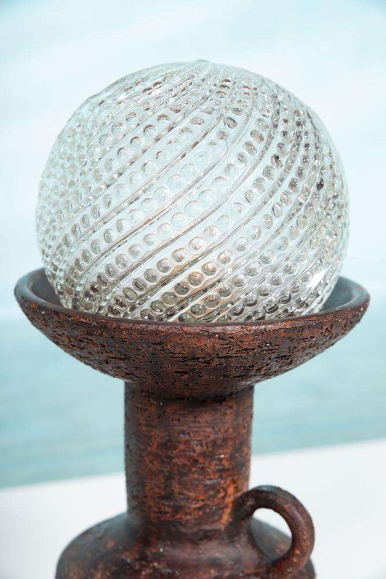 Image 1 of Fat lava space age globe lamp, lampe de table en céramique vintage 60s