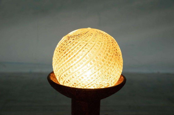 Image 1 of Fat lava space age globe lamp, vintage ceramic table lamp 60s