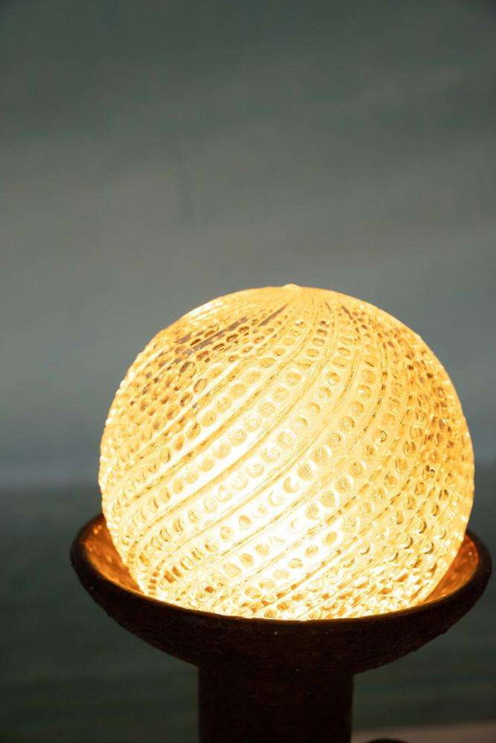 Image 1 of Fat lava space age globe lamp, vintage ceramic table lamp 60s