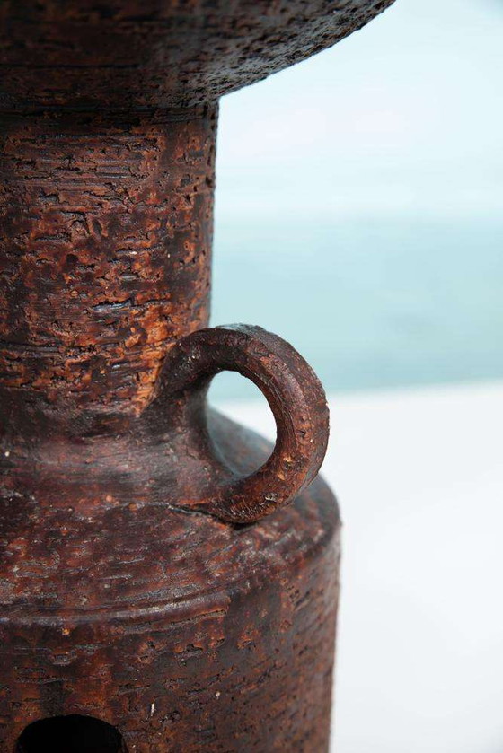 Image 1 of Fat lava space age globe lamp, vintage ceramic table lamp 60s