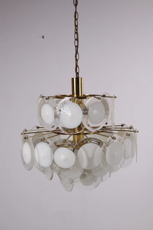 AV Mazzega Murano white chandelier made Italy.