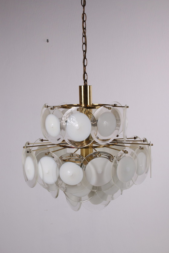 Image 1 of AV Mazzega Murano white chandelier made Italy.