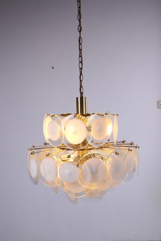 Image 1 of AV Mazzega Murano white chandelier made Italy.