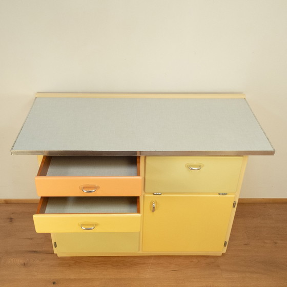 Image 1 of Kitchen cabinet with worktop, pastel colored lacquered, 1950s