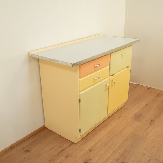 Image 1 of Kitchen cabinet with worktop, pastel colored lacquered, 1950s