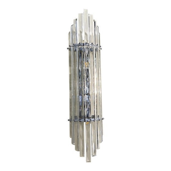 Image 1 of Clear Bars Murano Glass Sconces In Decò Style